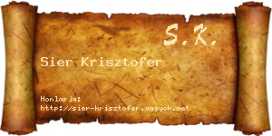 Sier Krisztofer névjegykártya